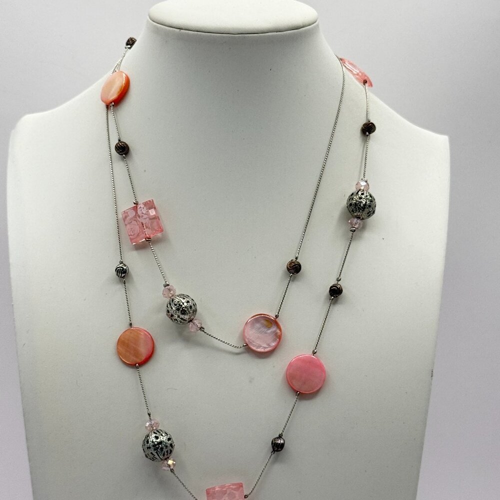 Pink and Silver Station Necklace
